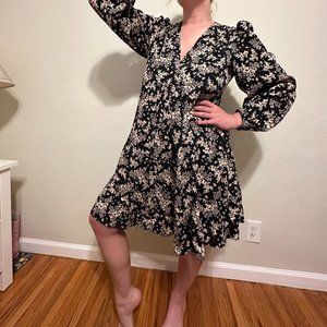 Mango Dress Ruffle Long Sleeve Wrap Front